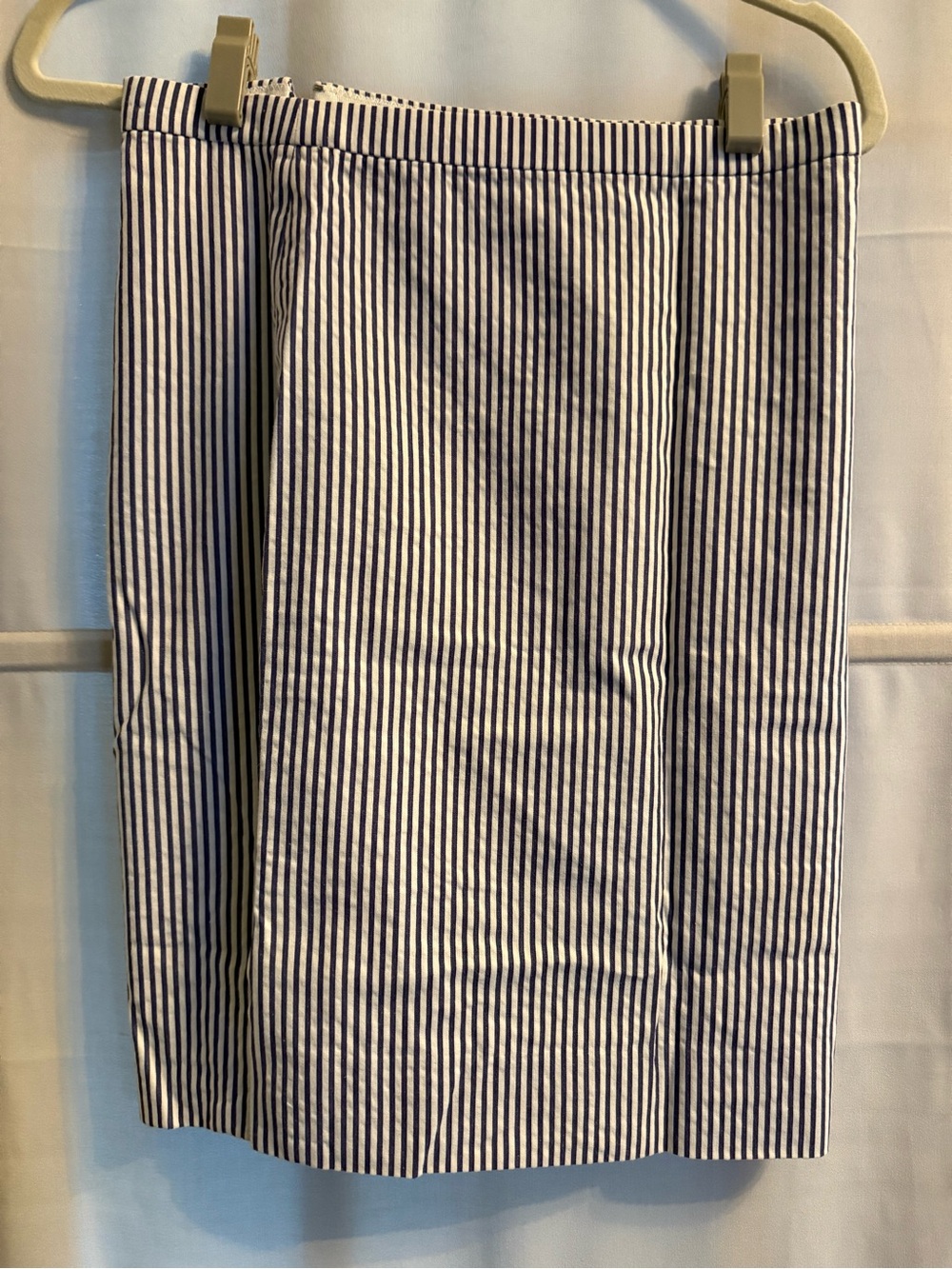 J Crew Striped Navy/Purple and White Pencil Skirt